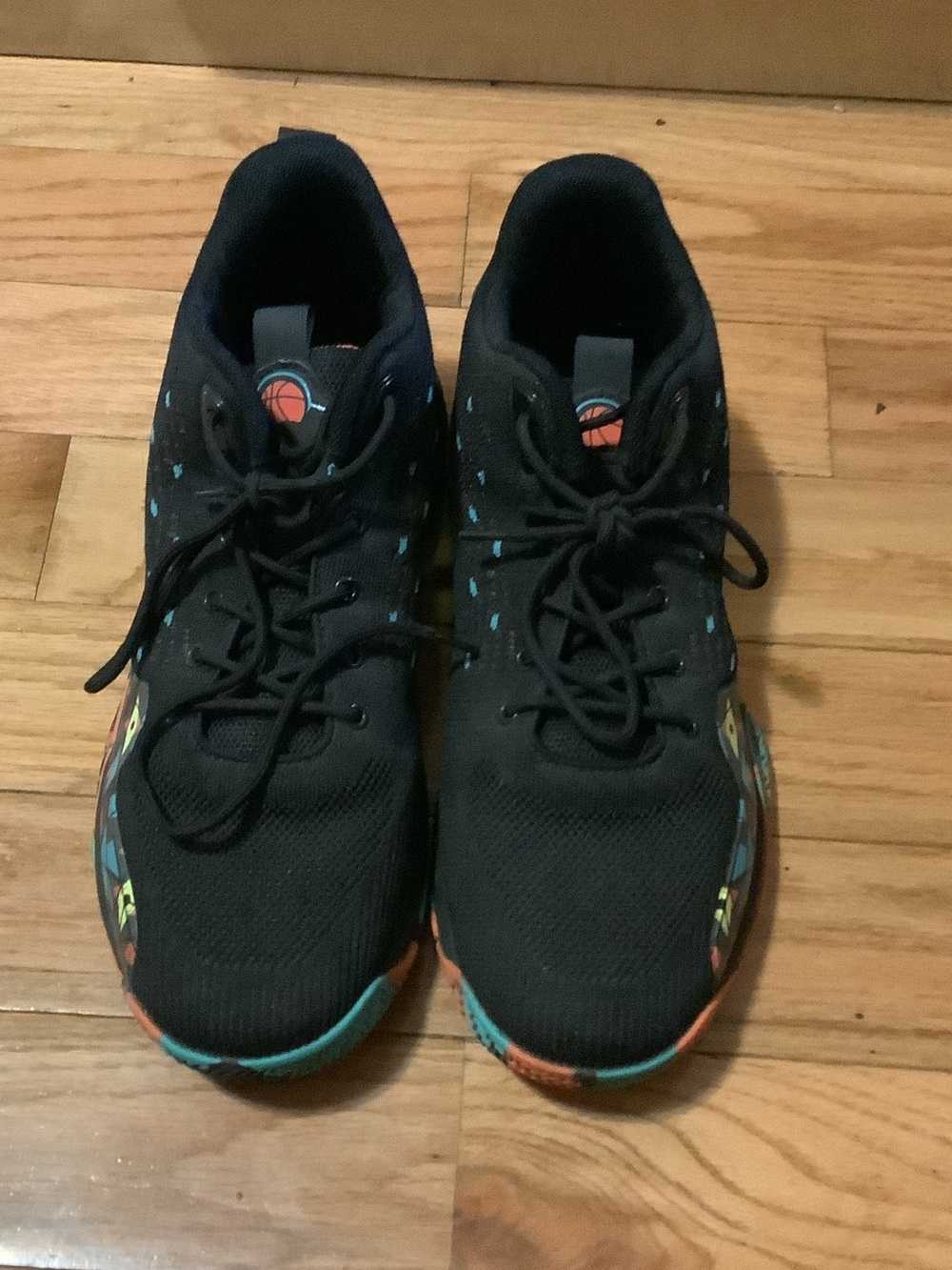 Black Sneakers with Turquoise and Orange Accents